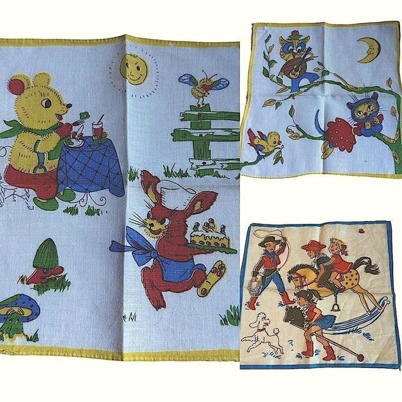 Vintage 60s children’s handkerchiefs set - Picture 1 of 7